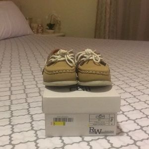 Toddler boy boat shoes.